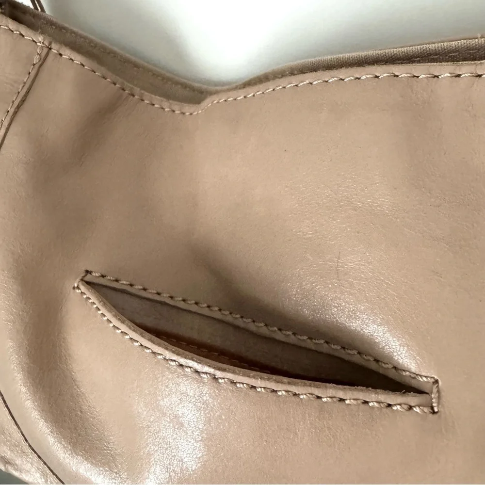 The Sak Tan Indio Leather Shoulder Bag with silver metallic panel